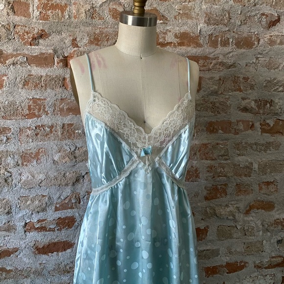 DIOR VINTAGE 80’s POLKA DOT SATIN SLIP NIGHTGOWN - Picture 6 of 11